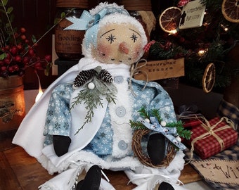 Primitive Christmas Snowman andSnowgirl , Christmas  Snowman,  Snowman doll, Farmhouse  Christmas  decor, Snowgirl