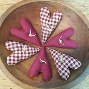 Primitive Valentines heart  bowl fillers, primitive bowl fillers, primitive hearts to dispay anywhere,  Primitive  hearts, farmhouse hearts