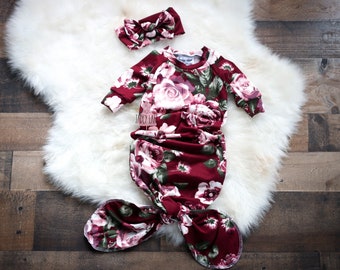burgundy newborn outfit