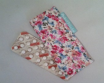 Etui à pilule"Printemps"fleurs,rose,coton