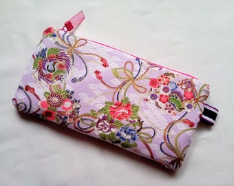 Pochette in tessuto giapponese, colore viola, idea regalo da donna