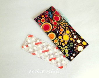 étui à pilule "Galaxy PP"avec les bulles éffervescent ,noir,rouge,jaune