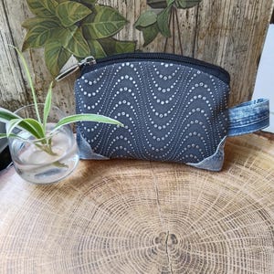 Petit porte monnaie ,cartes,simili cuir gris,bleu jean, idée cadeau écologique