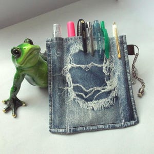 Case for pens Montblanc imitation leather jeans blue image 1