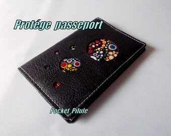 Porte passeport "Collection Galaxy PP"simili cuir noir,seconde peau