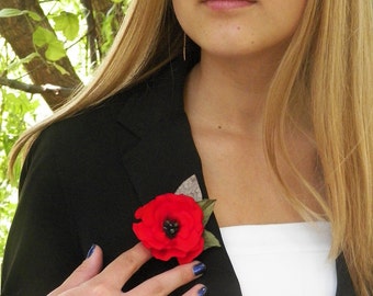 Regular Mail, Sale, Red Poppy Pin (For Dress), Small Brooch