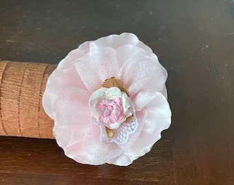 Large Pale Pink Peony     Wrist  Corsage, Wedding, Maid of Honor, Prom, Special Occasion