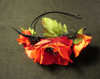 Made to Order, Adorable Red Poppies Floral Headband, Hand Made