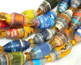 3-Strand Multicolor Paper Bead Statement Necklace - Handmade to Order