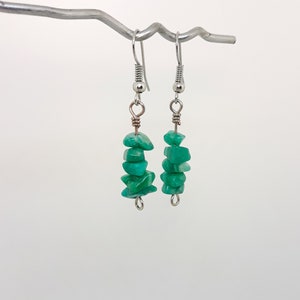 Green Aventurine Dangle Earrings - Natural Chip Gemstone Drop Earrings - Handmade to Order