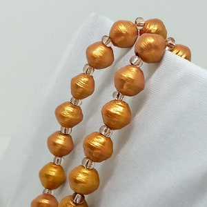 Rose Gold Shimmer Paper Bead Statement Necklace, Handmade