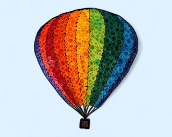Rainbow Hot Air Balloon Quilled Wall Art