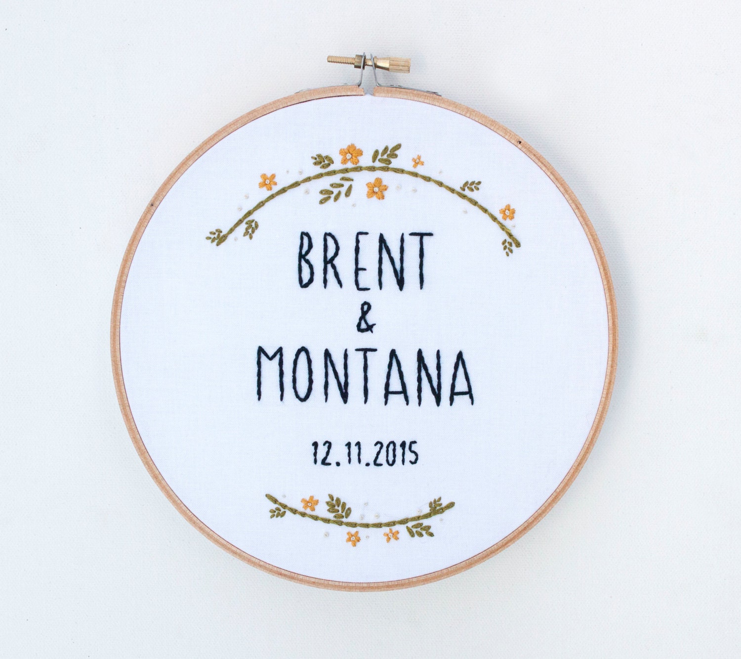 Wedding Hoop Art Custom Embroidery Anniversary Gift Etsy
