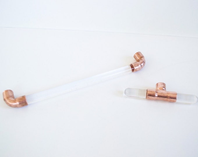 Acrylic Drawer Handles, Drawer Pulls: Copper Ends