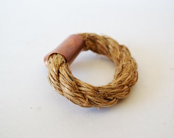 Rope Drawer Circle Pull, Cabinet Knob: Copper Pipe Tee End