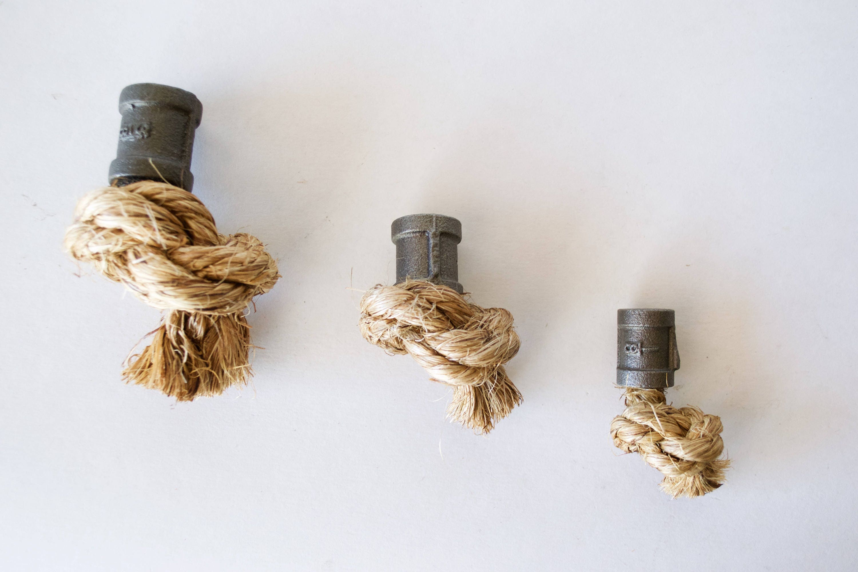 Rope Drawer Handle Knob Black Iron Pipe Straight End Etsy UK