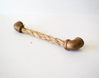 Rope Drawer Handle, Cabinet Pull: Brass Pipe Elbow End