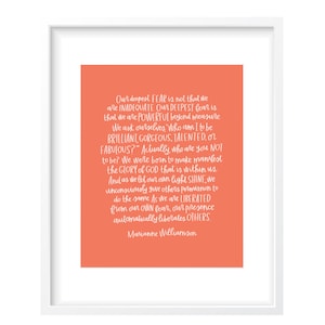Our Deepest Fear Print • Includes 8 Colors • Instant Download • Marianne Williamson Quote