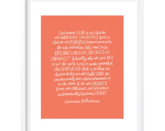 Our Deepest Fear Print • Includes 8 Colors • Instant Download • Marianne Williamson Quote