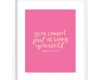 You Cannot Fail Digital Print • Includes 4 Color Options • Instant Download • Handlettered Wall Art • Office Decor