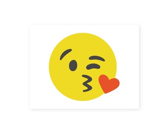 Kissy Face Emoji Postcard • Instant Download • Print 4 Per Page •  Download Once—Print Infinitely! • Happy Mail