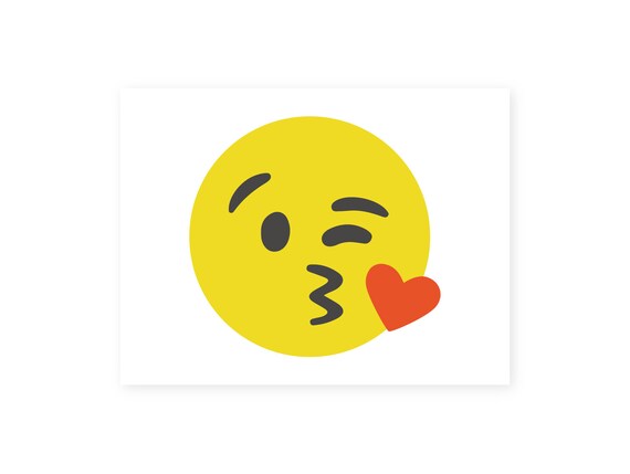 Kissy Face Emoji Postcard Instant Download Print 4 Per | Etsy