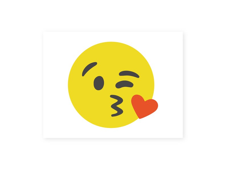 Kissy Face Emoji Postcard • Instant Download • Print 4 per Page ...