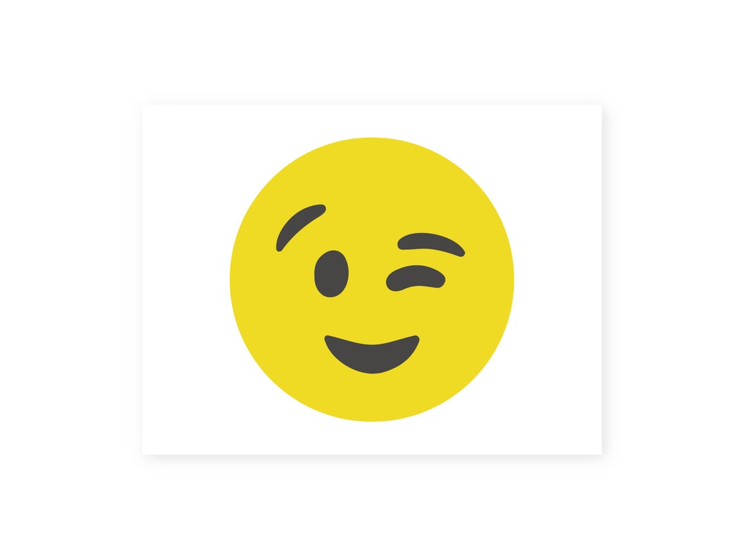 Winky Face Emoji Postcard Instant Download Print 4 per Etsy