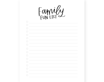 Family Fun Bucket List • Instant Download • To-Do List •  Download Once—Print Infinitely! • Organization