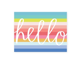 Hello Stripe Postcard • Instant Download • Print 4 Per Page •  Download Once—Print Infinitely! • Happy Mail