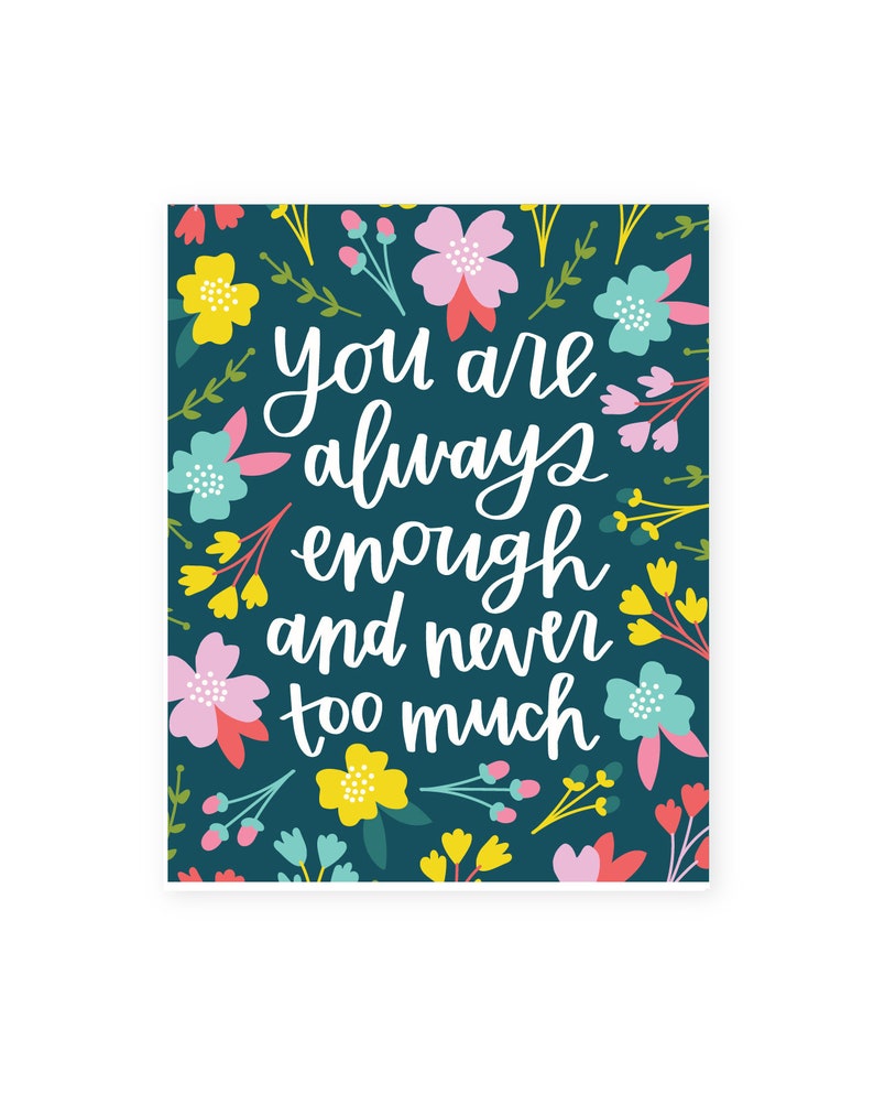 You Are Always Enough Digital Print Includes Color & BW Options Instant Download Handlettered Wall Art Office Decor image 2