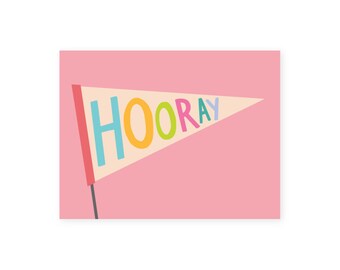 Hooray Flag Postcard • Instant Download • Print 4 Per Page •  Download Once—Print Infinitely! • Happy Mail