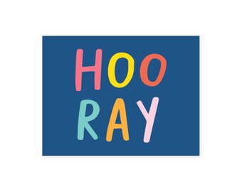 Hooray Postcard • Instant Download • Print 4 Per Page •  Download Once—Print Infinitely! • Happy Mail