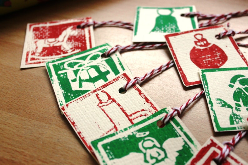 set of 10 Handmade Christmas gift tags
