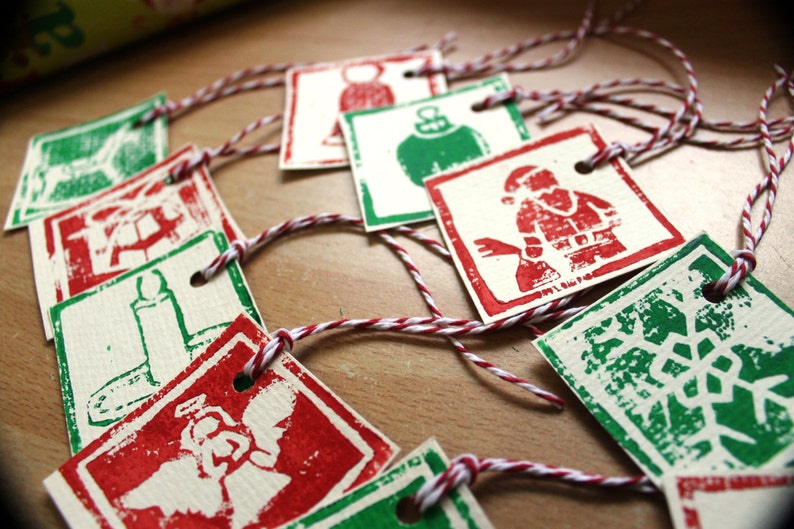 set of 10 Handmade Christmas gift tags
