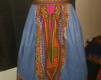 Dashiki print Skirt knee length skirt