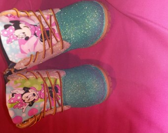 Children Minnie Mouse inspired Glittered Boots