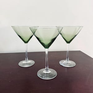 Set of 3 MiMa Amsterdam Vintage Inspired Martini Glasses Large Oversized Green