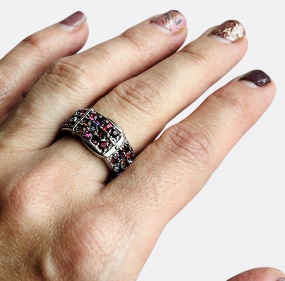 Swarovski Ruby Garnet Crystal Ring Stainless Stee… - image 6