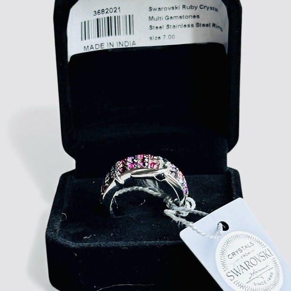 Swarovski Ruby Garnet Crystal Ring Stainless Stee… - image 4