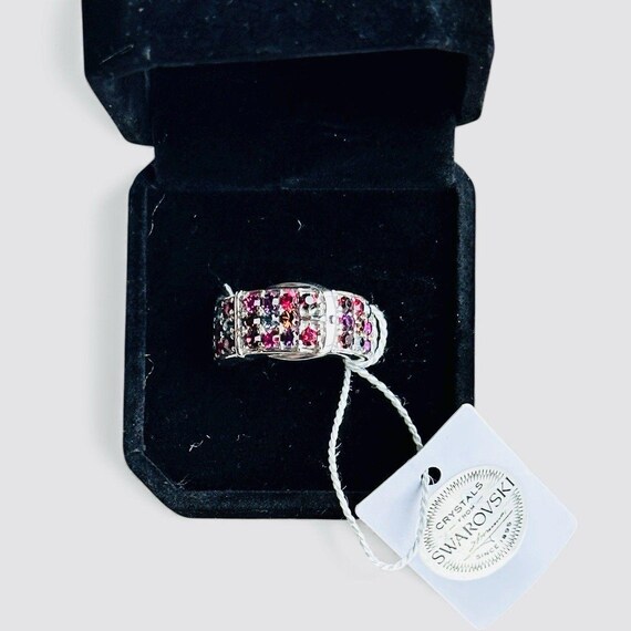 Swarovski Ruby Garnet Crystal Ring Stainless Stee… - image 3