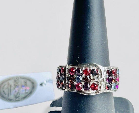 Swarovski Ruby Garnet Crystal Ring Stainless Stee… - image 5