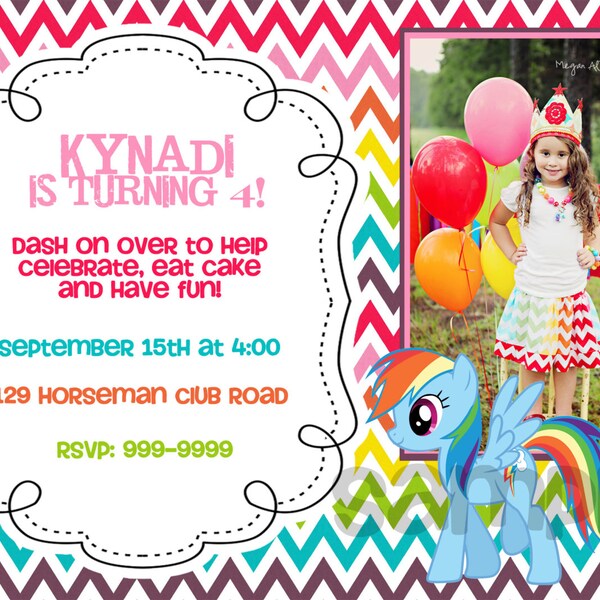 My Little Pony Rainbow dash printable birthday invitation