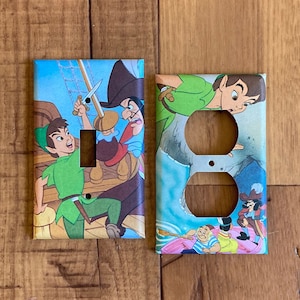 Peter Pan and Hook Light Switch  and Electrical Outlet Cover, Peter Pan Decor, Captain Hook, PP21