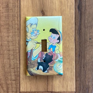 Handmade Geppetto and Pinocchio Light Switch Cover, Pinocchio Nursery, Pinocchio Decoration, Pinocchio Bedroom Decoration. PIN1
