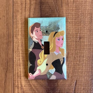 Sleeping Beauty Princess Aurora and Prince Phillip Light Switch Cover, Sleeping Beauty Decor, Sleeping Beauty Decoration, Nursery, SB20