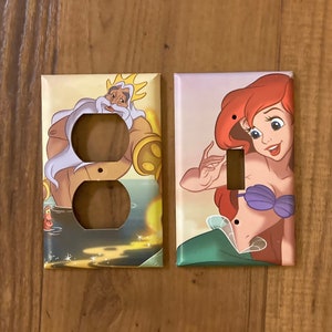 Little Mermaid Light Switch Cover and Electrical Outlet Cover, Ariel and King Triton, LM9