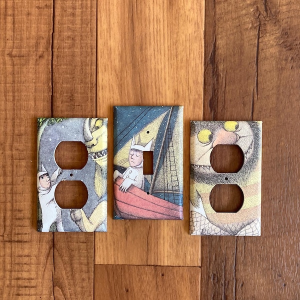 Where the Wild Things Are Light Switch and Electrical Outlet Covers, Max and the Monsters, Upcycled