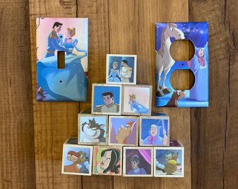 Cinderella Gift Set, Cinderella Wooden Blocks, Cinderella Light Switch and Electrical Outlet Cover