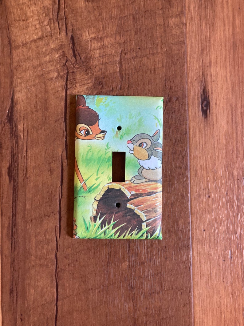 Bambi and Thumper Switchplate Light Switch Cover, Bambi Nursery, Deer Nursery, Bambi Decor, Bambi Decoration, Baby Bambi, Baby Shower, BAM8 image 1